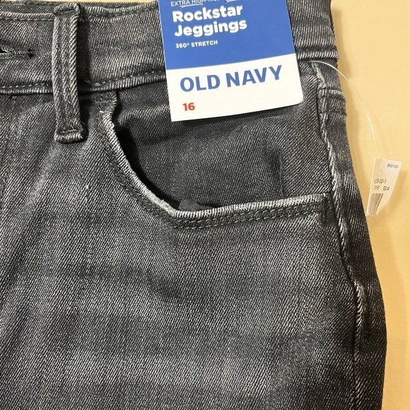 NWT Old Navy Girls Distressed Extra High Rise Rockstar Jegging Black Size 16 - Picture 5 of 10